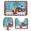 3 Pieces Happy Christmas Santa Claus Holiday Buffalo Plaid Pattern Bathroom Rug Set Soft Foam Non Slip Bath Mats Sets Toilet Contour Mat Lid Cover for Bathtub Shower and Bathroom Decor 20"x32" view 1