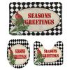 3 Pieces Christmas Season's Greetings Red Bird Black and White Check Bathroom Rug Set Soft Foam Non Slip Bath Mats Sets Toilet Contour Mat Lid Cover for Bathtub Shower and Bathroom Decor 20"x32" view 1