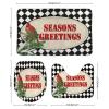 3 Pieces Christmas Season's Greetings Red Bird Black and White Check Bathroom Rug Set Soft Foam Non Slip Bath Mats Sets Toilet Contour Mat Lid Cover for Bathtub Shower and Bathroom Decor 20"x32" view 2