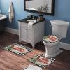 3 Pieces Christmas Season's Greetings Red Bird Black and White Check Bathroom Rug Set Soft Foam Non Slip Bath Mats Sets Toilet Contour Mat Lid Cover for Bathtub Shower and Bathroom Decor 20"x32" view 3