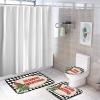 3 Pieces Christmas Season's Greetings Red Bird Black and White Check Bathroom Rug Set Soft Foam Non Slip Bath Mats Sets Toilet Contour Mat Lid Cover for Bathtub Shower and Bathroom Decor 20"x32" view 4