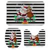 3 Pieces Christmas Santa with Gift Ho Ho Black and White Stripe Pattern Bathroom Rug Set Soft Foam Non Slip Bath Mats Sets Toilet Contour Mat Lid Cover for Bathtub Shower and Bathroom Decor 20"x30" view 1