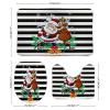 3 Pieces Christmas Santa with Gift Ho Ho Black and White Stripe Pattern Bathroom Rug Set Soft Foam Non Slip Bath Mats Sets Toilet Contour Mat Lid Cover for Bathtub Shower and Bathroom Decor 20"x30" view 2