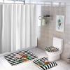 3 Pieces Christmas Santa with Gift Ho Ho Black and White Stripe Pattern Bathroom Rug Set Soft Foam Non Slip Bath Mats Sets Toilet Contour Mat Lid Cover for Bathtub Shower and Bathroom Decor 20"x30" view 4