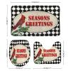 3 Pieces Christmas Season's Greetings Red Bird Black and White Check Bathroom Rug Set Soft Foam Non Slip Bath Mats Sets Toilet Contour Mat Lid Cover for Bathtub Shower and Bathroom Decor 20"x30" view 2