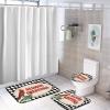 3 Pieces Christmas Season's Greetings Red Bird Black and White Check Bathroom Rug Set Soft Foam Non Slip Bath Mats Sets Toilet Contour Mat Lid Cover for Bathtub Shower and Bathroom Decor 20"x30" view 4