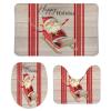 3 Pieces Happy Christmas Holiday Santa Claus Rustic Wood Background Red Bathroom Rug Set Soft Foam Non Slip Bath Mats Sets Toilet Contour Mat Lid Cover for Bathtub Shower and Bathroom Decor 20"x30" view 1