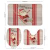 3 Pieces Happy Christmas Holiday Santa Claus Rustic Wood Background Red Bathroom Rug Set Soft Foam Non Slip Bath Mats Sets Toilet Contour Mat Lid Cover for Bathtub Shower and Bathroom Decor 20"x30" view 2