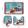 3 Pieces Happy Christmas Santa Claus Holiday Buffalo Plaid Pattern Bathroom Rug Set Soft Foam Non Slip Bath Mats Sets Toilet Contour Mat Lid Cover for Bathtub Shower and Bathroom Decor 20"x32" view 2