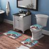3 Pieces Happy Christmas Santa Claus Holiday Buffalo Plaid Pattern Bathroom Rug Set Soft Foam Non Slip Bath Mats Sets Toilet Contour Mat Lid Cover for Bathtub Shower and Bathroom Decor 20"x32" view 3