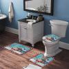 3 Pieces Happy Christmas Santa Claus Holiday Buffalo Plaid Pattern Bathroom Rug Set Soft Foam Non Slip Bath Mats Sets Toilet Contour Mat Lid Cover for Bathtub Shower and Bathroom Decor 20"x32" view 3