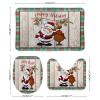 3 Pieces Happy Christmas Santa Tartan Plaid Holiday Festive Barn Wood Bathroom Rug Set Soft Foam Non Slip Bath Mats Sets Toilet Contour Mat Lid Cover for Bathtub Shower and Bathroom Decor 20"x30" view 2