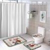 3 Pieces Happy Christmas Santa Tartan Plaid Holiday Festive Barn Wood Bathroom Rug Set Soft Foam Non Slip Bath Mats Sets Toilet Contour Mat Lid Cover for Bathtub Shower and Bathroom Decor 20"x30" view 4