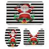 3 Pieces Christmas Santa with Gift Ho Ho Black and White Stripe Pattern Bathroom Rug Set Soft Foam Non Slip Bath Mats Sets Toilet Contour Mat Lid Cover for Bathtub Shower and Bathroom Decor 20"x30" view 1