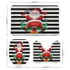 3 Pieces Christmas Santa with Gift Ho Ho Black and White Stripe Pattern Bathroom Rug Set Soft Foam Non Slip Bath Mats Sets Toilet Contour Mat Lid Cover for Bathtub Shower and Bathroom Decor 20"x30" view 2