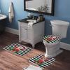 3 Pieces Christmas Santa with Gift Ho Ho Black and White Stripe Pattern Bathroom Rug Set Soft Foam Non Slip Bath Mats Sets Toilet Contour Mat Lid Cover for Bathtub Shower and Bathroom Decor 20"x30" view 3