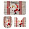 3 Pieces Happy Christmas Holiday Santa Claus Rustic Wood Background Red Bathroom Rug Set Soft Foam Non Slip Bath Mats Sets Toilet Contour Mat Lid Cover for Bathtub Shower and Bathroom Decor 20"x32" view 1