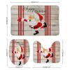 3 Pieces Happy Christmas Holiday Santa Claus Rustic Wood Background Red Bathroom Rug Set Soft Foam Non Slip Bath Mats Sets Toilet Contour Mat Lid Cover for Bathtub Shower and Bathroom Decor 20"x32" view 2