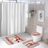 3 Pieces Happy Christmas Holiday Santa Claus Rustic Wood Background Red Bathroom Rug Set Soft Foam Non Slip Bath Mats Sets Toilet Contour Mat Lid Cover for Bathtub Shower and Bathroom Decor 20"x32" view 4