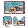 3 Pieces Happy Christmas Santa Claus Holiday Buffalo Plaid Pattern Bathroom Rug Set Soft Foam Non Slip Bath Mats Sets Toilet Contour Mat Lid Cover for Bathtub Shower and Bathroom Decor 20"x32" view 1