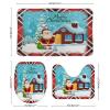 3 Pieces Happy Christmas Santa Claus Holiday Buffalo Plaid Pattern Bathroom Rug Set Soft Foam Non Slip Bath Mats Sets Toilet Contour Mat Lid Cover for Bathtub Shower and Bathroom Decor 20"x32" view 2