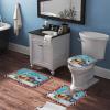 3 Pieces Happy Christmas Santa Claus Holiday Buffalo Plaid Pattern Bathroom Rug Set Soft Foam Non Slip Bath Mats Sets Toilet Contour Mat Lid Cover for Bathtub Shower and Bathroom Decor 20"x32" view 3