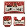 3 Pieces Merry Christmas Snowflakes Xmas Bird Tree Bathroom Rug Set Soft Foam Non Slip Bath Mats Sets Toilet Contour Mat Lid Cover for Bathtub Shower and Bathroom Decor 20"x32" view 1