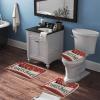 3 Pieces Merry Christmas Snowflakes Xmas Bird Tree Bathroom Rug Set Soft Foam Non Slip Bath Mats Sets Toilet Contour Mat Lid Cover for Bathtub Shower and Bathroom Decor 20"x32" view 3