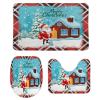 3 Pieces Happy Christmas Santa Claus Holiday Buffalo Plaid Pattern Bathroom Rug Set Soft Foam Non Slip Bath Mats Sets Toilet Contour Mat Lid Cover for Bathtub Shower and Bathroom Decor 20"x32" view 1