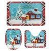 3 Pieces Happy Christmas Santa Claus Holiday Buffalo Plaid Pattern Bathroom Rug Set Soft Foam Non Slip Bath Mats Sets Toilet Contour Mat Lid Cover for Bathtub Shower and Bathroom Decor 20"x32" view 1
