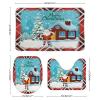 3 Pieces Happy Christmas Santa Claus Holiday Buffalo Plaid Pattern Bathroom Rug Set Soft Foam Non Slip Bath Mats Sets Toilet Contour Mat Lid Cover for Bathtub Shower and Bathroom Decor 20"x32" view 2
