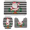 3 Pieces Christmas Santa with Gift Ho Ho Black and White Stripe Pattern Bathroom Rug Set Soft Foam Non Slip Bath Mats Sets Toilet Contour Mat Lid Cover for Bathtub Shower and Bathroom Decor 20"x32" view 1