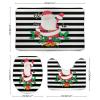 3 Pieces Christmas Santa with Gift Ho Ho Black and White Stripe Pattern Bathroom Rug Set Soft Foam Non Slip Bath Mats Sets Toilet Contour Mat Lid Cover for Bathtub Shower and Bathroom Decor 20"x32" view 2