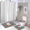3 Pieces Christmas Santa with Gift Ho Ho Black and White Stripe Pattern Bathroom Rug Set Soft Foam Non Slip Bath Mats Sets Toilet Contour Mat Lid Cover for Bathtub Shower and Bathroom Decor 20"x32" view 4