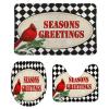 3 Pieces Christmas Season's Greetings Red Bird Black and White Check Bathroom Rug Set Soft Foam Non Slip Bath Mats Sets Toilet Contour Mat Lid Cover for Bathtub Shower and Bathroom Decor 20"x32" view 1
