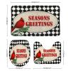 3 Pieces Christmas Season's Greetings Red Bird Black and White Check Bathroom Rug Set Soft Foam Non Slip Bath Mats Sets Toilet Contour Mat Lid Cover for Bathtub Shower and Bathroom Decor 20"x32" view 2