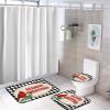 3 Pieces Christmas Season's Greetings Red Bird Black and White Check Bathroom Rug Set Soft Foam Non Slip Bath Mats Sets Toilet Contour Mat Lid Cover for Bathtub Shower and Bathroom Decor 20"x32" view 4