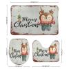 3 Pieces Winter Christmas Holiday Deer Bathroom Rug Set Soft Foam Non Slip Bath Mats Sets Toilet Contour Mat Lid Cover for Bathtub Shower and Bathroom Decor 20"x32" view 2