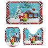 3 Pieces Happy Christmas Santa Claus Holiday Buffalo Plaid Pattern Bathroom Rug Set Soft Foam Non Slip Bath Mats Sets Toilet Contour Mat Lid Cover for Bathtub Shower and Bathroom Decor 20"x30" view 1