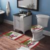 3 Pieces Christmas Santa Claus Snowflake Tree Red Bathroom Rug Set Soft Foam Non Slip Bath Mats Sets Toilet Contour Mat Lid Cover for Bathtub Shower and Bathroom Decor 20"x30" view 3