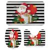 3 Pieces Christmas Santa with Gift Ho Ho Black and White Stripe Pattern Bathroom Rug Set Soft Foam Non Slip Bath Mats Sets Toilet Contour Mat Lid Cover for Bathtub Shower and Bathroom Decor 20"x32" view 1