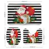 3 Pieces Christmas Santa with Gift Ho Ho Black and White Stripe Pattern Bathroom Rug Set Soft Foam Non Slip Bath Mats Sets Toilet Contour Mat Lid Cover for Bathtub Shower and Bathroom Decor 20"x32" view 2
