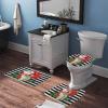 3 Pieces Christmas Santa with Gift Ho Ho Black and White Stripe Pattern Bathroom Rug Set Soft Foam Non Slip Bath Mats Sets Toilet Contour Mat Lid Cover for Bathtub Shower and Bathroom Decor 20"x32" view 3