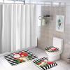 3 Pieces Christmas Santa with Gift Ho Ho Black and White Stripe Pattern Bathroom Rug Set Soft Foam Non Slip Bath Mats Sets Toilet Contour Mat Lid Cover for Bathtub Shower and Bathroom Decor 20"x32" view 4