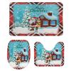 3 Pieces Happy Christmas Santa Claus Holiday Buffalo Plaid Pattern Bathroom Rug Set Soft Foam Non Slip Bath Mats Sets Toilet Contour Mat Lid Cover for Bathtub Shower and Bathroom Decor 20"x30" view 1