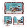 3 Pieces Happy Christmas Santa Claus Holiday Buffalo Plaid Pattern Bathroom Rug Set Soft Foam Non Slip Bath Mats Sets Toilet Contour Mat Lid Cover for Bathtub Shower and Bathroom Decor 20"x30" view 2