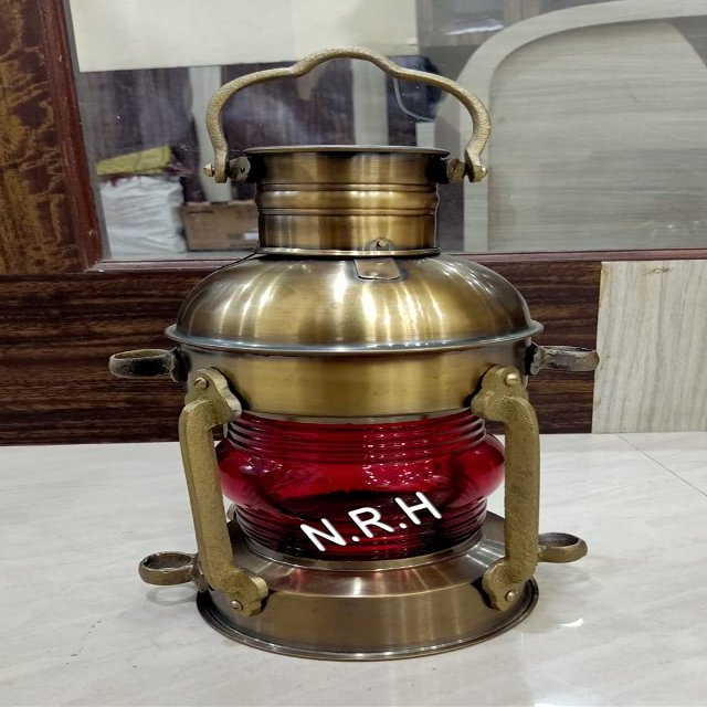 Nautical Antique Large Ship Boat Oil Lantern-Maritime Collectible Decorative-Boat Lamps-Nursery Red Oil Lamp-Vinatge Lighting Lamp
