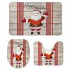 3 Pieces Happy Christmas Holiday Santa Claus Rustic Wood Background Red Bathroom Rug Set Soft Foam Non Slip Bath Mats Sets Toilet Contour Mat Lid Cover for Bathtub Shower and Bathroom Decor 20"x30" view 1