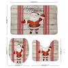 3 Pieces Happy Christmas Holiday Santa Claus Rustic Wood Background Red Bathroom Rug Set Soft Foam Non Slip Bath Mats Sets Toilet Contour Mat Lid Cover for Bathtub Shower and Bathroom Decor 20"x30" view 2
