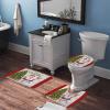 3 Pieces Christmas Santa Claus Snowflake Tree Red Bathroom Rug Set Soft Foam Non Slip Bath Mats Sets Toilet Contour Mat Lid Cover for Bathtub Shower and Bathroom Decor 20"x32" view 3